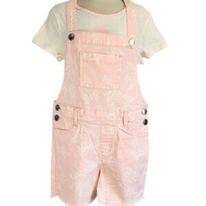 365 KIDS By GARANIMALS Pink & White Overall Short Outfit 2-Piece Set - Girl's 6